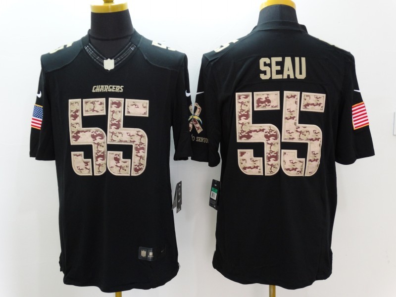 Men's Los Angeles Chargers Junior Seau #55 Black Jersey
